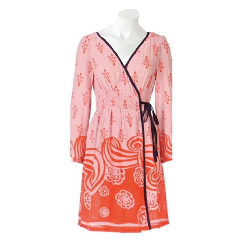 Lilka Anthropologie S Pink Floral Casual Wrap Dress